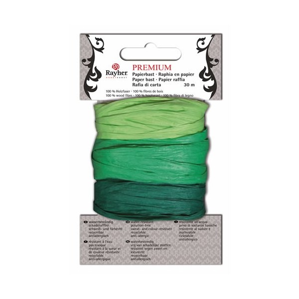 Paper raffia, 30m, green