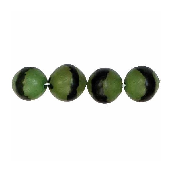 Cuentas nuez de palma 12mm, verde, +/-34 pcs