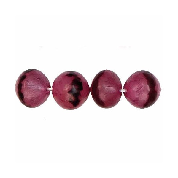 Perles en noix de palme 12mm, rose, +/-34 pcs