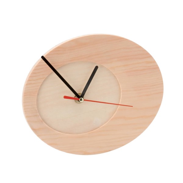 Pendule ovale en bois, 17x20x2cm