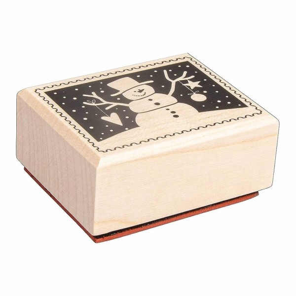 Tampon Timbre de Noël bonhomme de neige 5x4cm