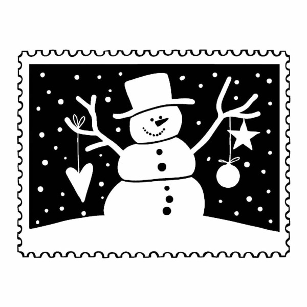 Rubberstamp snowman 5x4cm