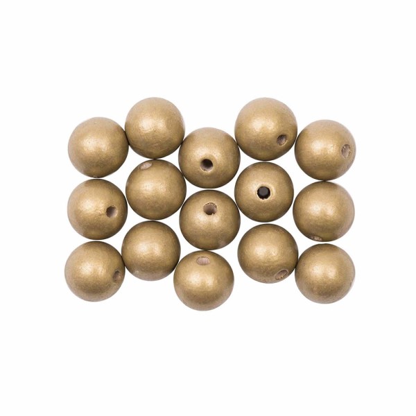 Bolas de madera perf., oro, 10mm, 35 pz