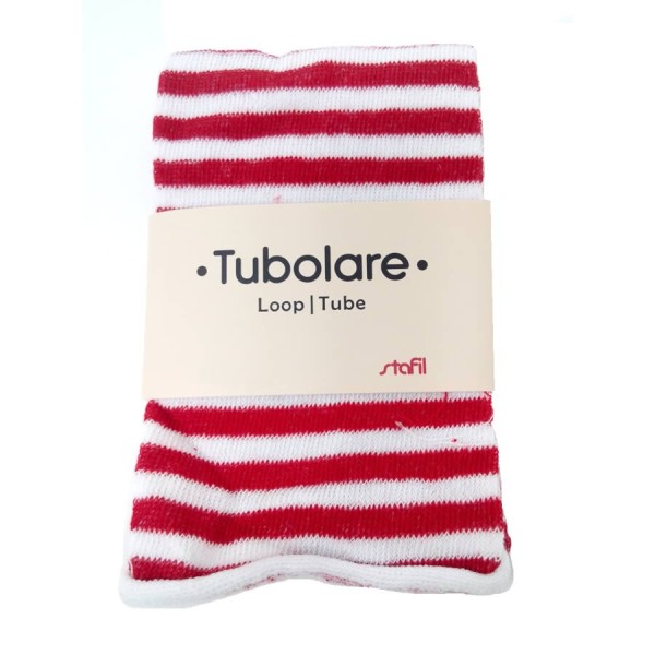 Cotton stretch tube 30x5cm, red/white stripes