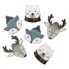 Miniatures en bois ours, renard, renne, 3.8-5cm, 6 pcs