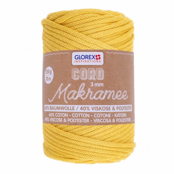 Makramee Garn, 3mm/250g, senfgelb