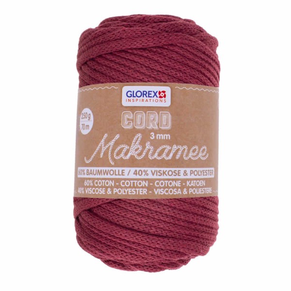 Macramé yarn, 3mm/250g, bordeaux