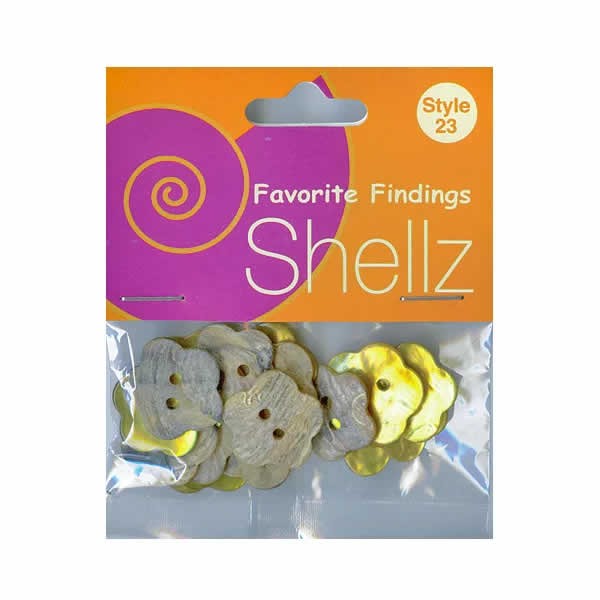 Mother-of-pearl buttons, flower, 20mm, yellow