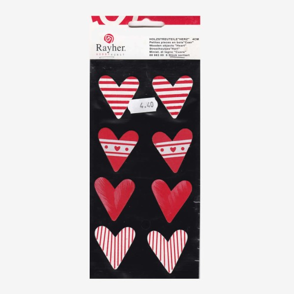 Decorations "hearts", 4cm, 8 pces