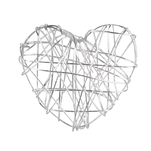 Wire Hearts, silver-coloured, 5 piece(s)
