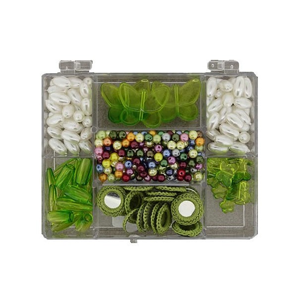 Fantasy beads /crochet mirrors green/white
