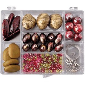 Kit perles fantaisie vert/bordeaux