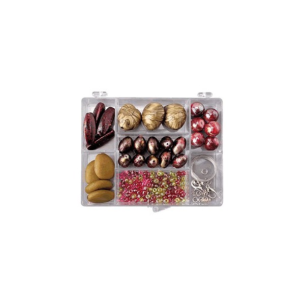 Kit perles fantaisie vert/bordeaux