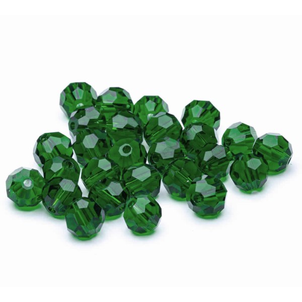 Bolas facetadas verde, 8mm, +/-25 pces