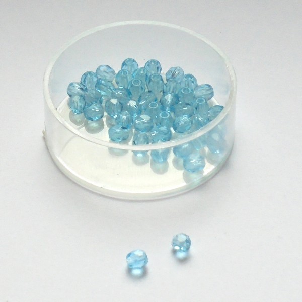 Glasschliff-Perlen 4mm, türkis, +/-44 stk