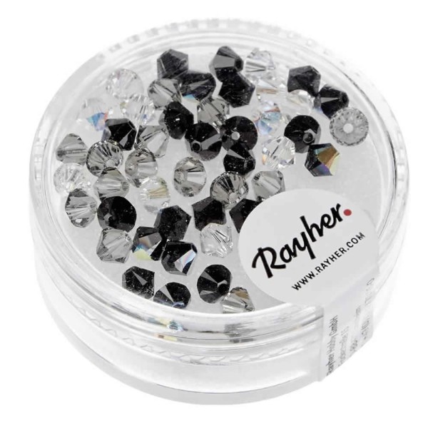 Swarovski beads, 4mm, black-cristal colours, 50 pcs
