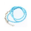 Collier en simili cuir avec fermoir, bleu ciel 45cm