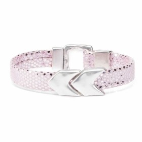 Cuir plat 10mm/20cm, reptile rose brillant