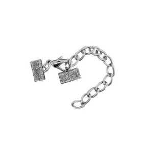 Fermoir ruban couleur argent vieilli 10mm, avec mousqueton, 1 pce