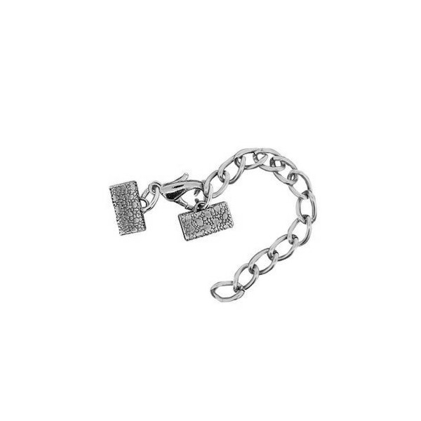 Verschluss mit Endkappe für Bänder 10mm, altsilber, 1 Stk