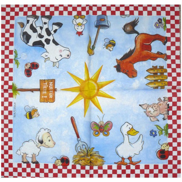Serviette animaux de la ferme, 1 pièce