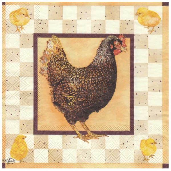 Serviette poule brune, 1 pièce