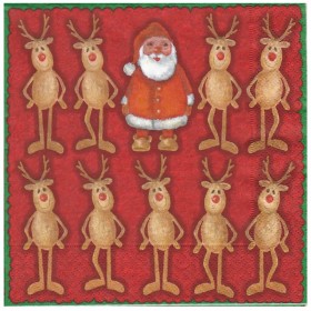 Napkin Santa Claus and reindeers, 1 piece