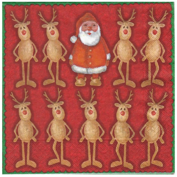 Napkin Santa Claus and reindeers, 1 piece