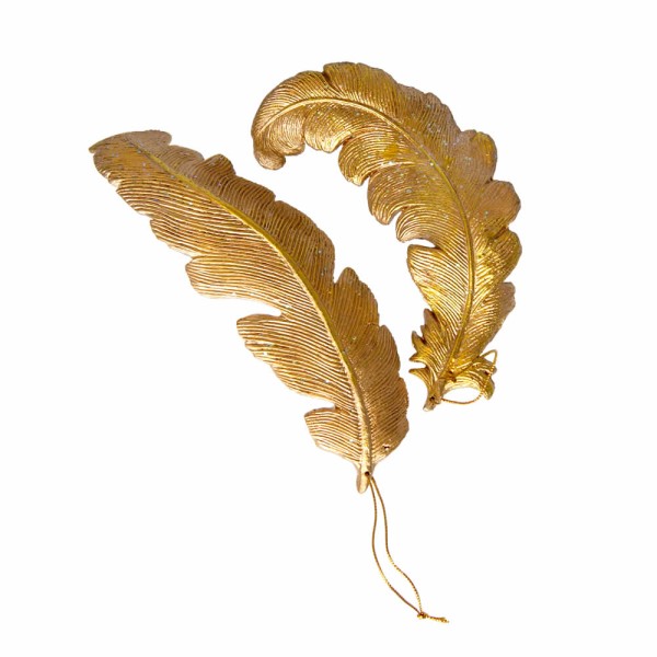 Plumas de decoracion, oro, 18cm, 2 unidades