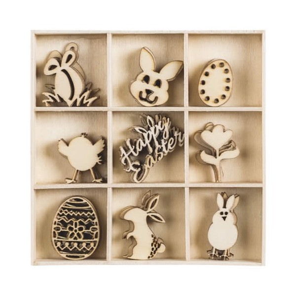 Holzornament Box Ostern, 45 Stk