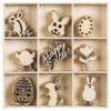 Wood ornament box Easter, 45 pcs