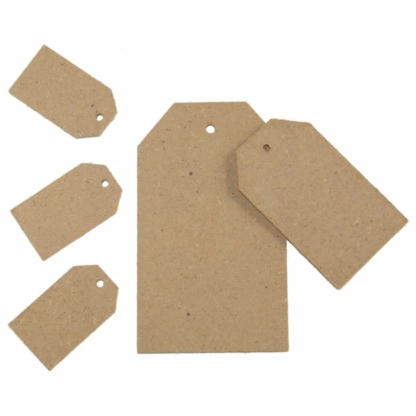 Decoraciones de madera "tags", 5 pz