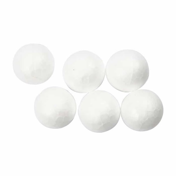 Set de 6 boules polystyrène Ø7.6cm (3")