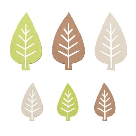 Boîte ornements en bois feuilles 30-45 mm, 54 pcs