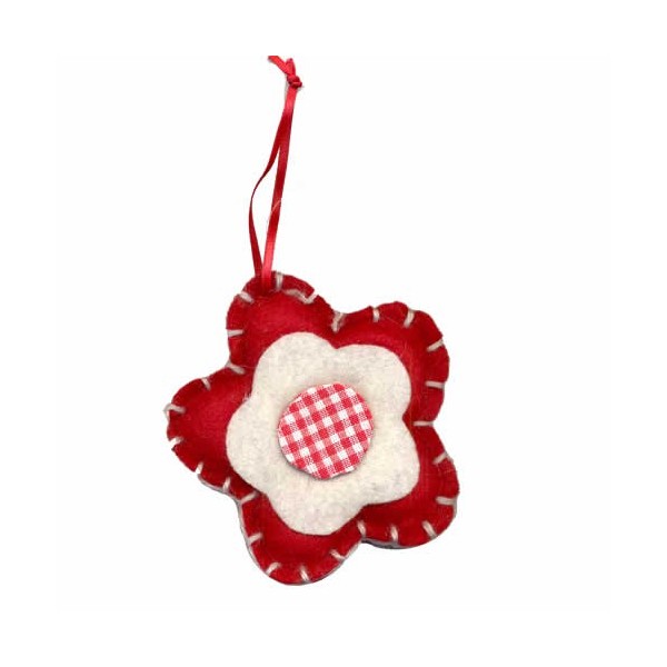 Flor de fieltro / tejido, 10cm, rojo