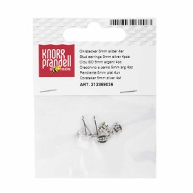 Supports boucles d'oreilles, couleur argent, 5mm, 4pcs