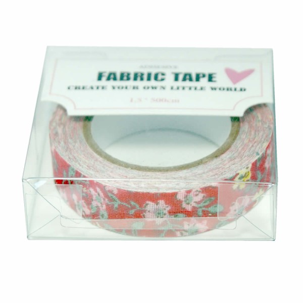 Fabric Tape rojo y flor 1,5 x 500cm