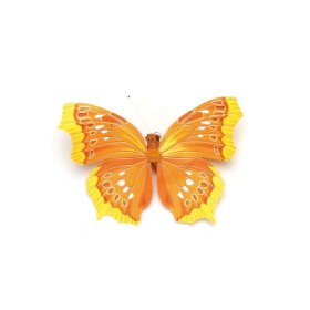 Butterfly with clip, yellow, 8cm, 1pce
