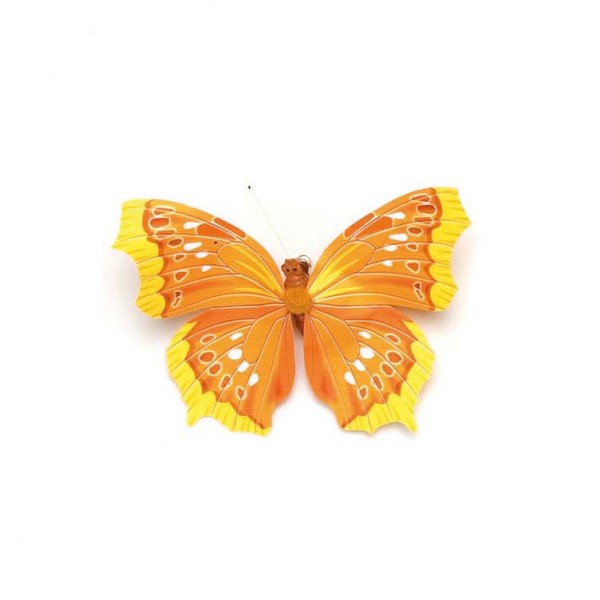 Butterfly with clip, yellow, 8cm, 1pce
