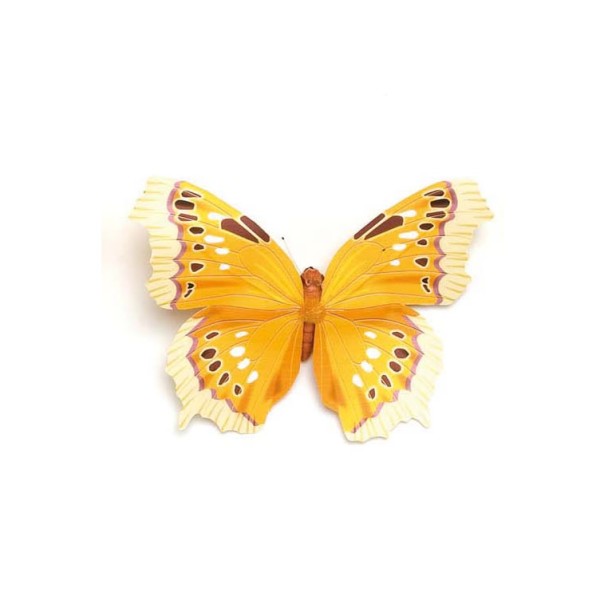 Butterfly with clip, yellow, 8cm, 1pce