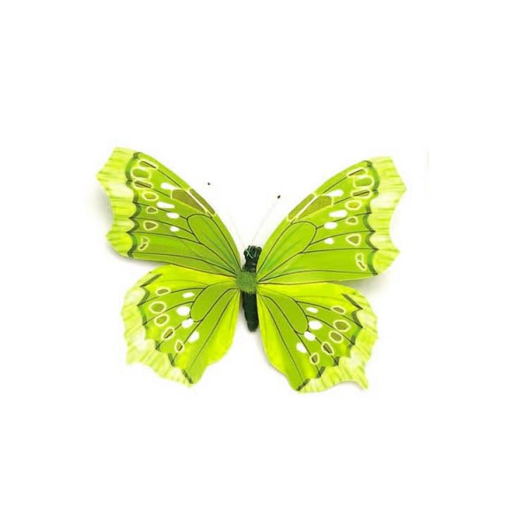 Papillon vert avec clip, 8cm, 1pce