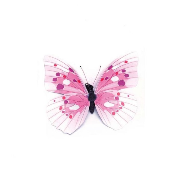 Butterfly with clip, pink, 8cm, 1pce