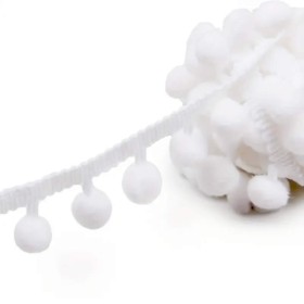 Pompom ribbon, white, 15mm/1m