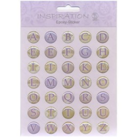 Stickers résine epoxy alphabet vert-lilas