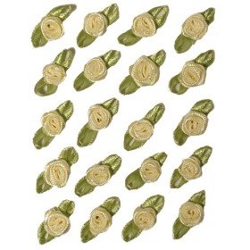 Petites roses sur noeud, 10mm/20pcs, crème