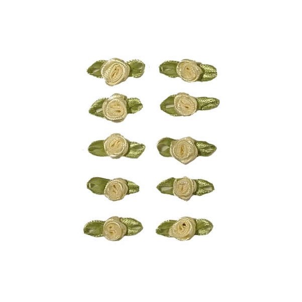 Petites roses sur noeud, 10mm/10pcs, crème