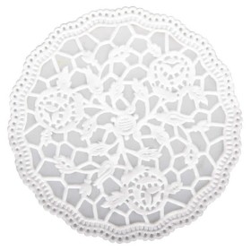 Lace paper, Ø8cm, white, 24 pcs