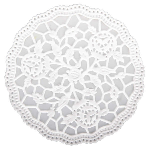 Lace paper, Ø8cm, white, 24 pcs