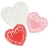 Papier découpe dentelle, coeurs blanc, rose, rouge