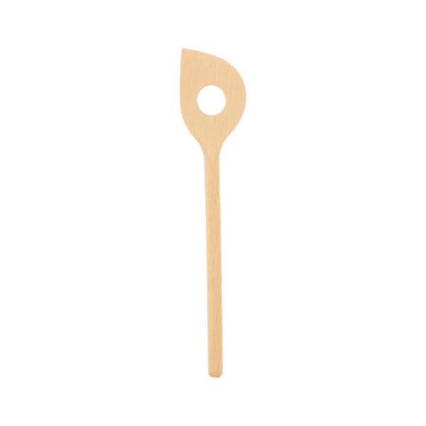 Cuchara redonda de madera con punta y agujero, 30 cm